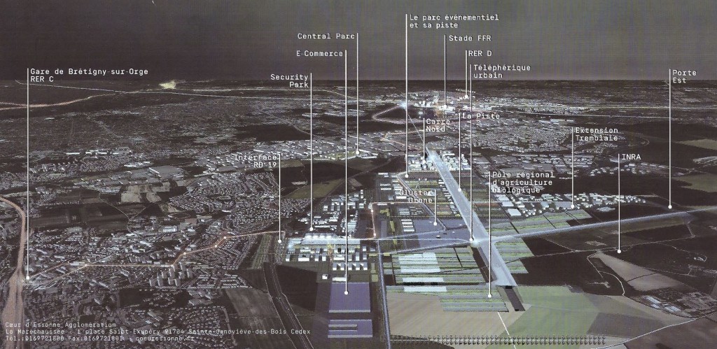 Plan du projet de réaménagement de la base aérienne de Bretigny issu du document "La Base - 300 hectares d'avenir". © Coeur d'Essone Agglomération. 